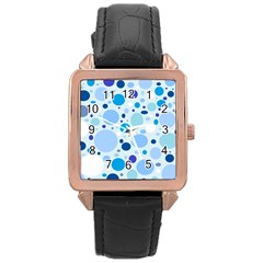 Bubbly Blues Rose Gold Leather Watch  by StuffOrSomething