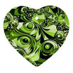 Retro Green Abstract Heart Ornament