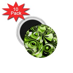 Retro Green Abstract 1 75  Button Magnet (10 Pack)