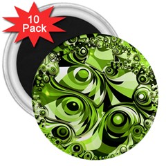 Retro Green Abstract 3  Button Magnet (10 Pack) by StuffOrSomething