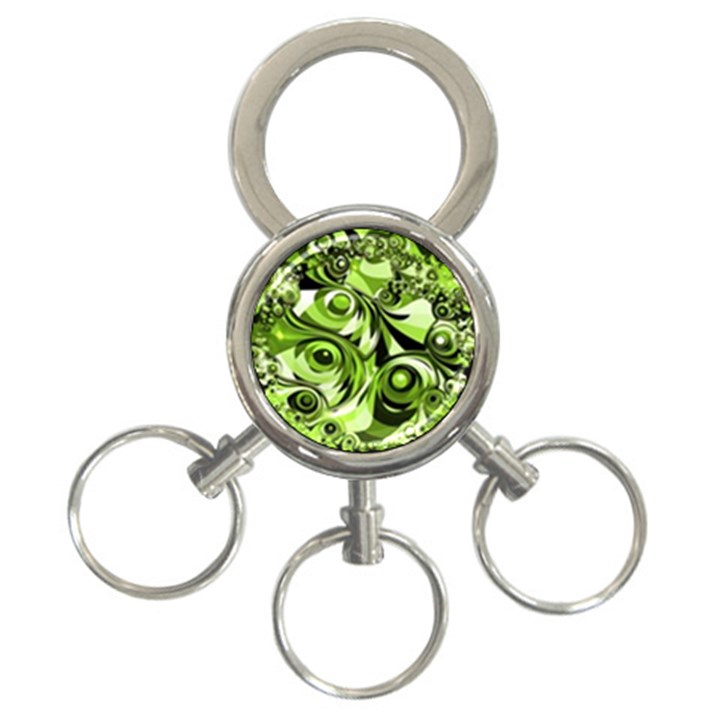 Retro Green Abstract 3-Ring Key Chain