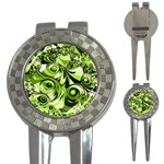 Retro Green Abstract Golf Pitchfork & Ball Marker Front