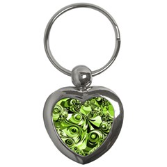 Retro Green Abstract Key Chain (heart)