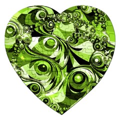 Retro Green Abstract Jigsaw Puzzle (Heart)