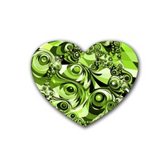 Retro Green Abstract Drink Coasters 4 Pack (heart) 