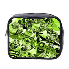 Retro Green Abstract Mini Travel Toiletry Bag (Two Sides)