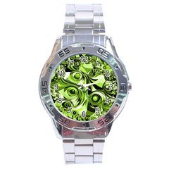 Retro Green Abstract Stainless Steel Watch by StuffOrSomething