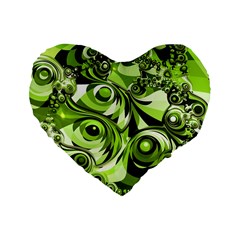 Retro Green Abstract 16  Premium Heart Shape Cushion 