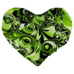 Retro Green Abstract 19  Premium Heart Shape Cushion by StuffOrSomething