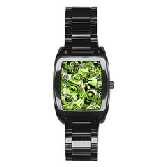 Retro Green Abstract Stainless Steel Barrel Watch by StuffOrSomething