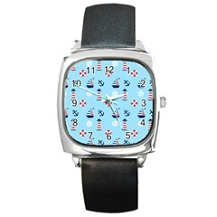 Sailing The Bay Square Leather Watch by StuffOrSomething