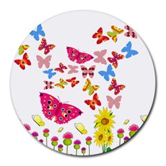 Butterfly Beauty 8  Mouse Pad (round) by StuffOrSomething