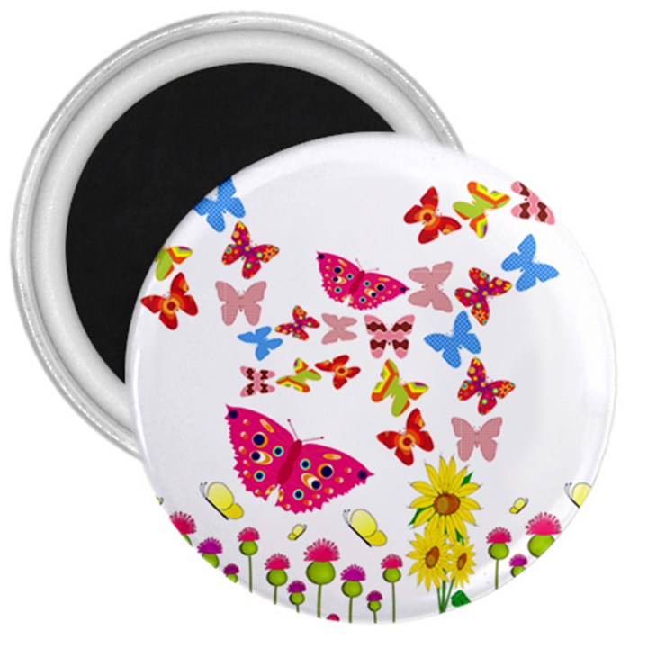 Butterfly Beauty 3  Button Magnet