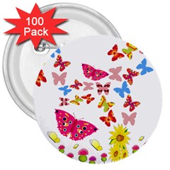 Butterfly Beauty 3  Button (100 Pack) by StuffOrSomething