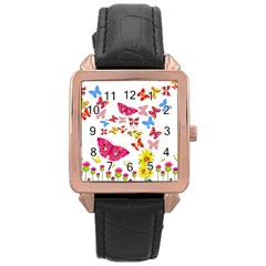 Butterfly Beauty Rose Gold Leather Watch  by StuffOrSomething