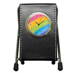 Acrylic Rainbow Stationery Holder Clock by StuffOrSomething