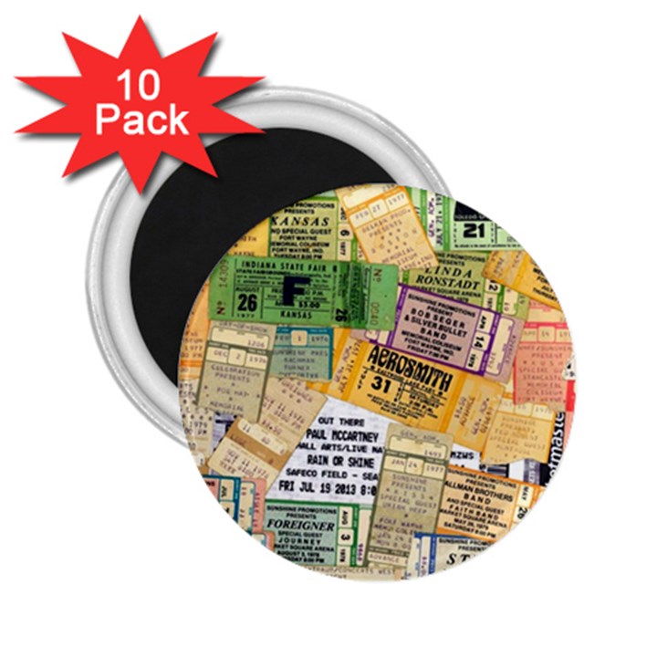 Retro Concert Tickets 2.25  Button Magnet (10 pack)