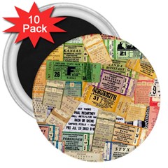 Retro Concert Tickets 3  Button Magnet (10 Pack) by StuffOrSomething