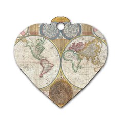 1794 World Map Dog Tag Heart (one Sided)  by StuffOrSomething