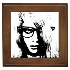 Hipster Zombie Girl Framed Ceramic Tile by chivieridesigns