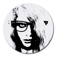 Hipster Zombie Girl 8  Mouse Pad (round) by chivieridesigns