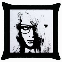 Hipster Zombie Girl Black Throw Pillow Case by chivieridesigns