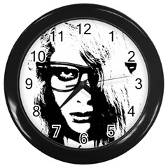 Hipster Zombie Girl Wall Clock (black) by chivieridesigns