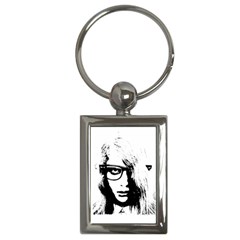 Hipster Zombie Girl Key Chain (rectangle) by chivieridesigns