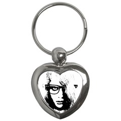 Hipster Zombie Girl Key Chain (heart) by chivieridesigns