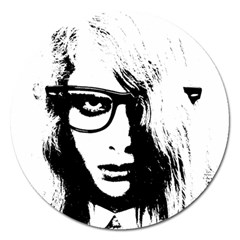 Hipster Zombie Girl Magnet 5  (round) by chivieridesigns