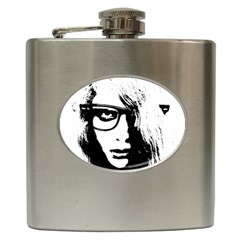 Hipster Zombie Girl Hip Flask by chivieridesigns