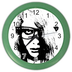 Hipster Zombie Girl Wall Clock (color) by chivieridesigns