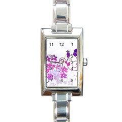 Floral Garden Rectangular Italian Charm Watch by Colorfulart23