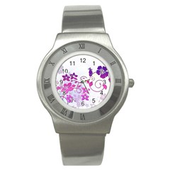 Floral Garden Stainless Steel Watch (slim) by Colorfulart23