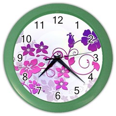 Floral Garden Wall Clock (color) by Colorfulart23