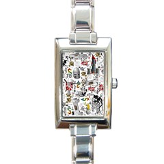 Medieval Mash Up Rectangular Italian Charm Watch by StuffOrSomething