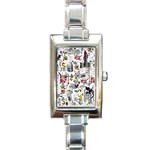 Medieval Mash Up Rectangular Italian Charm Watch Front