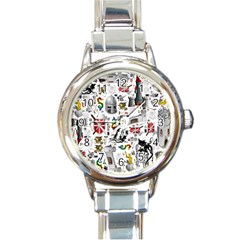 Medieval Mash Up Round Italian Charm Watch by StuffOrSomething