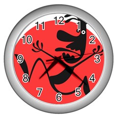 Running Man Wall Clock (silver) by StuffOrSomething