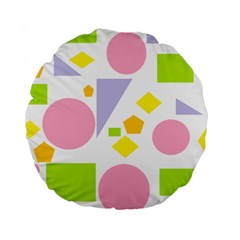 Spring Geometrics 15  Premium Round Cushion  by StuffOrSomething