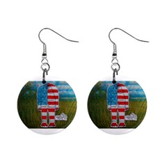 Painted Flag Big Foot Homo Erec Mini Button Earrings