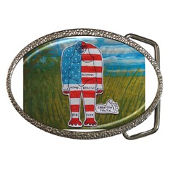 Painted Flag Big Foot Homo Erec Belt Buckle (oval) by creationtruth