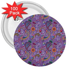 Purple Paisley 3  Button (100 Pack) by StuffOrSomething