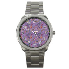 Purple Paisley Sport Metal Watch by StuffOrSomething