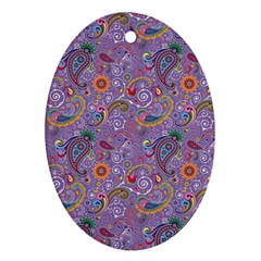 Purple Paisley Oval Ornament (two Sides)