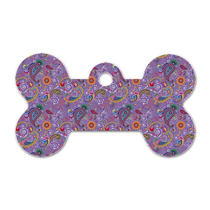 Purple Paisley Dog Tag Bone (Two Sided)