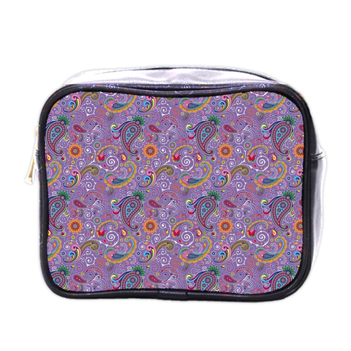 Purple Paisley Mini Travel Toiletry Bag (One Side)