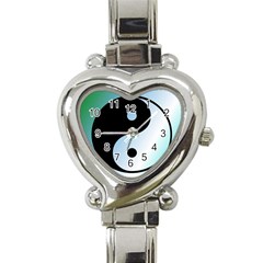 Ying Yang  Heart Italian Charm Watch  by Siebenhuehner