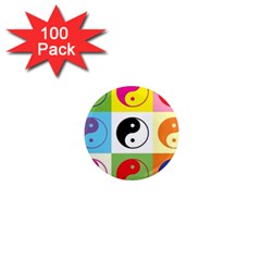 Ying Yang   1  Mini Button Magnet (100 Pack) by Siebenhuehner