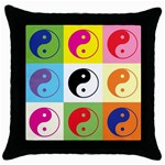 Ying Yang   Black Throw Pillow Case Front